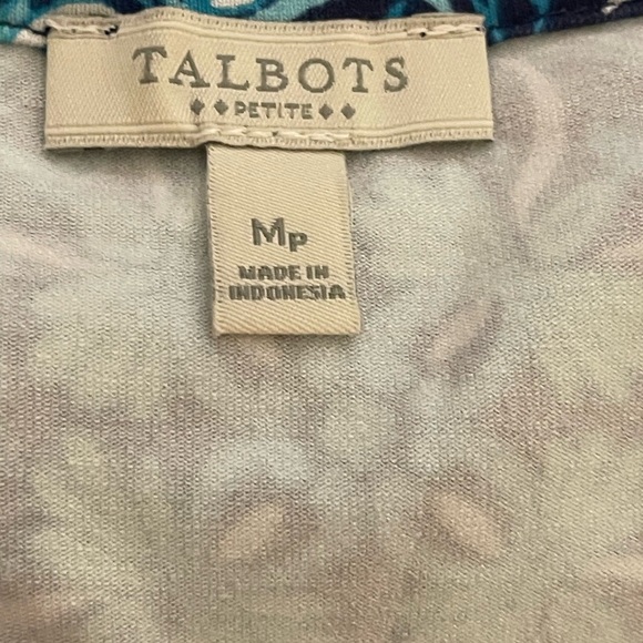 TALBOTS BLUE & WHITE MEDALLION FLORAL PRINT SLEEVELESS DRESS NWTS SZ MP - Picture 6 of 8